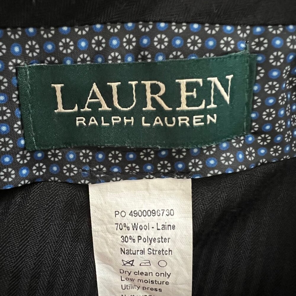 Blue Wool Blend Preppy Straight Chino Trousers Slacks Dress Pants Men Size 36x32